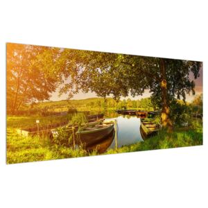 Letný obraz loďky na jazere (120x50 cm)