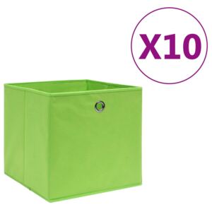 Úložné boxy 10 ks, netkaná textília 28x28x28 cm, zelené