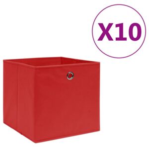 Úložné boxy 10 ks, netkaná textília 28x28x28 cm, červené
