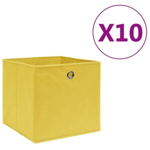 Úložné boxy 10 ks, netkaná textília 28x28x28 cm, žlté