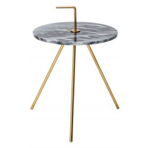 Odkladací stolík Simply Clever Ø36 cm, zlatá/mramor