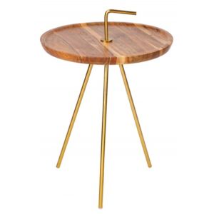 Odkladací stolík Simply Clever Ø41 cm, zlatá/natur
