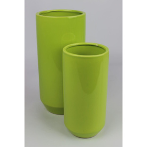 Zelené keramické okrúhle vázy 2-set