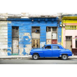Umelecká fotografia Blue Vintage American Car in Havana, Philippe Hugonnard