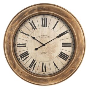 Veľké nástenné hodiny s rímskymi číslicami v drevenom ráme - Ø 78 * 6 cm