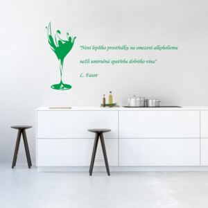 GLIX Citát o víne - samolepka na stenu Zelená 50 x 30 cm