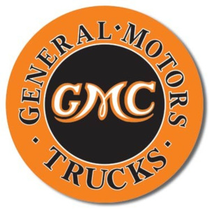 Plechová ceduľa GMC Trucks Round, (30 x 42 cm)