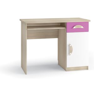 Písací stôl SPARTAN, 76x100x50 cm, dub santana/fialová