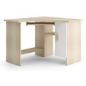 Rohový písací stôl SPARTAN II, dub sonoma/biela