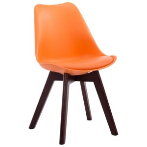 Stolička Borne V2 ~ plast / koženka, drevené nohy orech Farba Oranžová