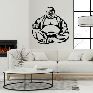 GLIX Veselý buddha - nálepka na stenu Čierna 75 x 75 cm