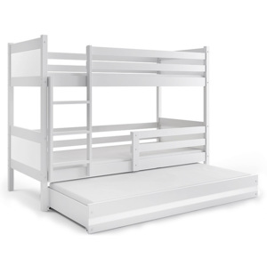 Poschodová posteľ BALI 3 + matrac + rošt ZADARMO, 190x80 cm, biely/biely