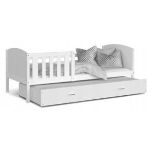 Expedo Detská posteľ DOBBY P2 COLOR + matrac + rošt ZADARMO, 190x80 cm, biela/biela