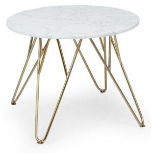 Besoa Round Pearl, konferenčný stolík, 55 x 45 cm (Ø x V), mramor, zlatý/biely