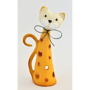 Kočka na svíčku střední oranžová Keramika Andreas