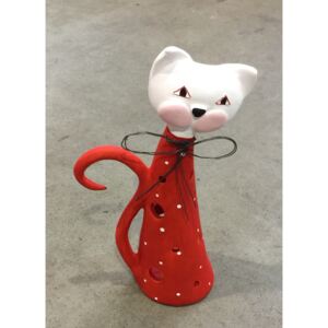 Kočka na svíčku střední červená Keramika Andreas