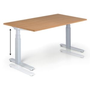 Výškovo nastaviteľný stôl, 675-1275 mm, ručný, 1600 x 800 mm, buk