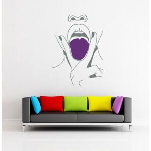 GLIX Lips swag - nálepka na stenu Šedá a fialová 50 x 70 cm