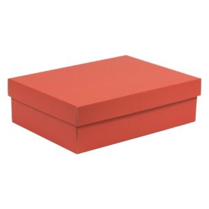 Darčeková krabica s vekom 350x250x100/40 mm, koralová
