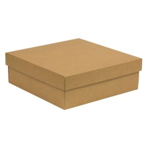 Darčeková krabica s vekom 300x300x100/40 mm, hnedá - kraft