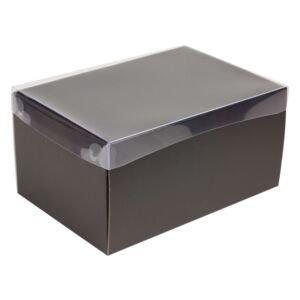 Darčeková krabica s priehľadným vekom 300x200x150/35 mm, čierna