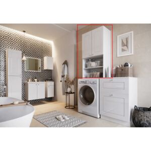 Kúpeľňová skrinka nad práčku JULIA D65 SL ZPR, 65x210x35, biela lesk