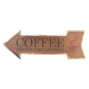 Hnedá plechová ceduľa Coffee - 46 * 15 cm