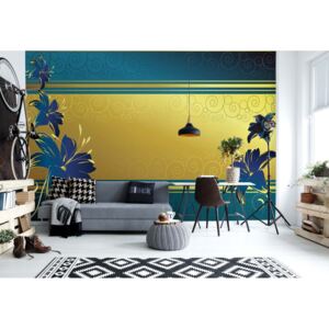 Fototapeta - Luxury Floral Design Blue Vliesová tapeta - 416x254 cm