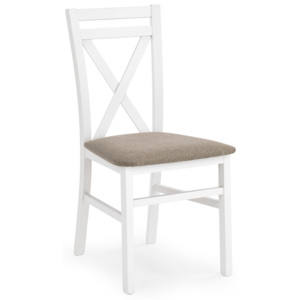DREVONA Biela jedálenská stolička s béžovým sedákom DARIUS Inari 23