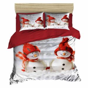 Sada obliečky a plachty na dvojposteľ Christmas Snowmen, 200 × 220 cm