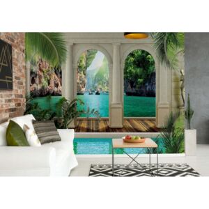 Fototapeta - Tropical Lagoon 3D Archway View Papírová tapeta - 368x254 cm
