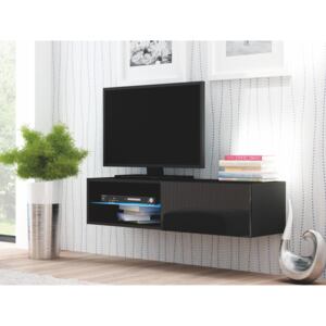 TV stolík/skrinka Livo RTV-120W (čierna + lesk čierny). Akcia -9%. Vlastná spoľahlivá doprava až k Vám domov
