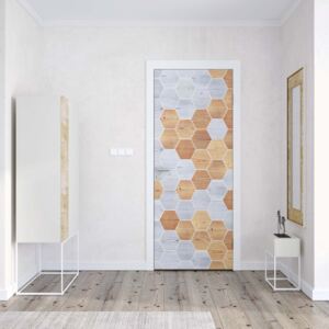 GLIX Fototapeta na dvere - Modern 3D Wood Hexagonal Design