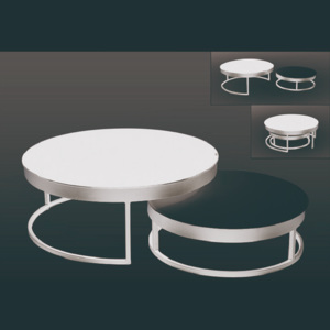 TEMPO KONDELA Sagar kovový konferenčný stolík (2 ks) čierna / biela