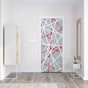 GLIX Fototapeta na dvere - Modern White Red Grey String Design