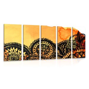 5-dielny obraz Mandala oranžový akvarel