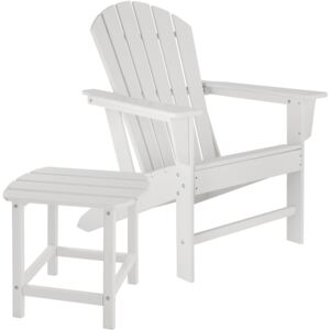 Tectake 404174 záhradná stolička janis s odkladacím stolíkom - bílá