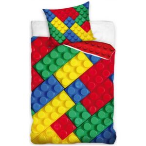 TipTrade (CZ) · Detské bavlnené posteľné obliečky Kocky (podobné stavebnici LEGO) - 100% bavlna - 70 x 90 cm + 140 x 200 cm