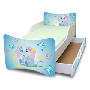 MAXMAX Dětská postel se šuplíkem 140x70 cm - SLONÍK