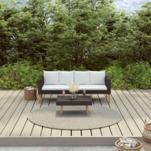 2-dielna záhradná sedacia súprava+podložky, polyratan, čierna