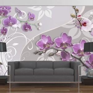 Fototapeta - Flight of purple orchids 100x70 cm