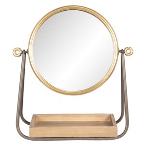 Zrkadlo s drevenou poličkou - 40 * 14 * 42 cm