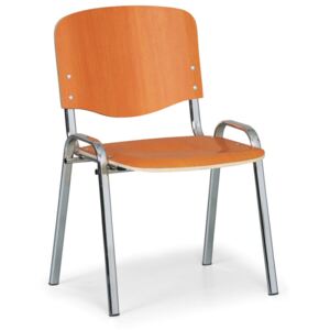 B2B Partner Drevená stolička ISO, čerešňa, konštrukcia chrómovaná, nosnosť 120 kg + Záruka 7 rokov