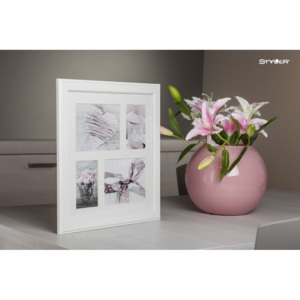 Biely rámček na 4 fotografie Styler Malmo, 39 × 39 cm