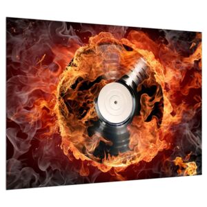 Obrat gramofónovej platne v ohni (70x50 cm)