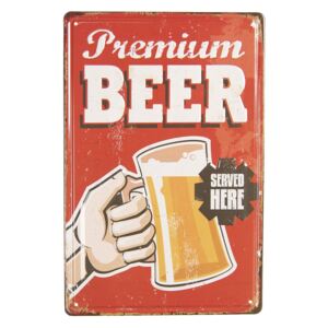 Červená plechová ceduľa Beer premium - 20 * 30 cm