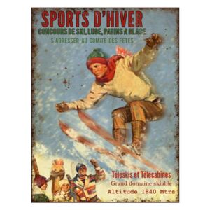 Dekoratívna kovová ceduľa Antic Line Sports D'hiver, 25 x 33 cm