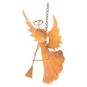 Závesný oranžový kovový anjel Dakls, výška 10,5 cm