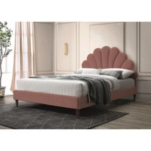 Eshopist Čalúnená posteľ SANTANA VELVET 160 x 200 cm farba staro ružová/dub