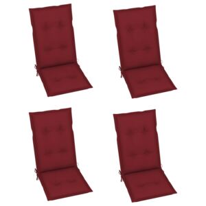 Podložky na záhradné stoličky 4 ks vínovočervené 120x50x7 cm